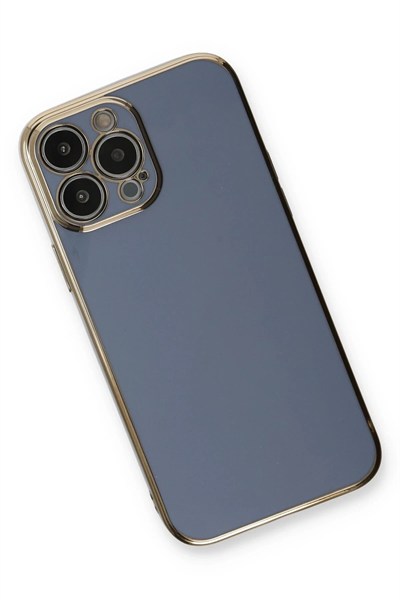 Mey İthalat®  iPhone 13 Pro Max Kılıf Volet Silikon - Mavi
