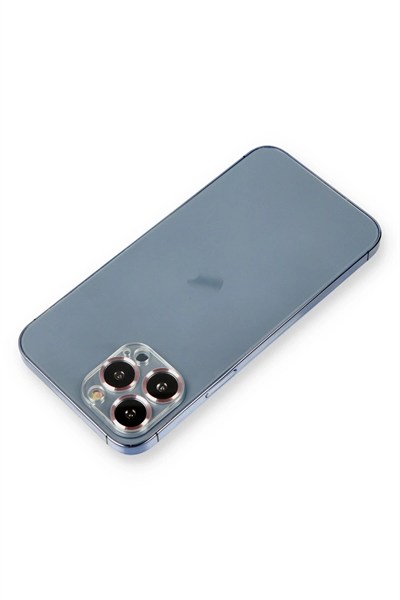 Mey İthalat®  iPhone 13 Pro Max Metal Kamera Lens Koruma Cam - Mor