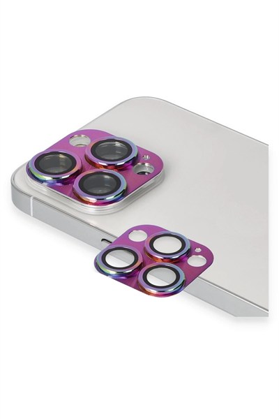 Mey İthalat®  iPhone 13 Pro Max Pers Alüminyum Kamera Lens - Rainbow