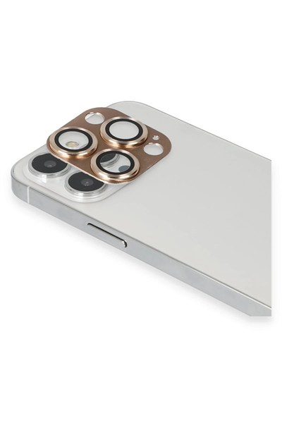 Mey İthalat®  iPhone 13 Pro Max Pers Alüminyum Kamera Lens - Gold