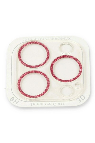 Mey İthalat®  iPhone 13 Pro Max Shine Kamera Lens Koruma Cam - Pembe