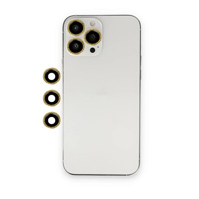 Mey İthalat®  iPhone 13 Pro Max Shine Kamera Lens - Gold