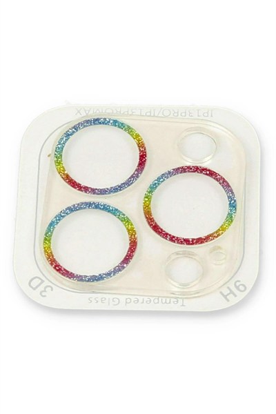 Mey İthalat®  iPhone 13 Pro Shine Kamera Lens Koruma Cam - Rainbow