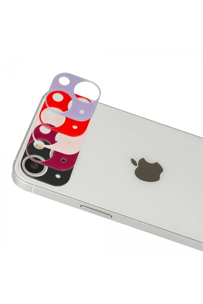 Mey İthalat®  iPhone 13 Rainbow Kamera Lens Koruma Cam - Kırmızı