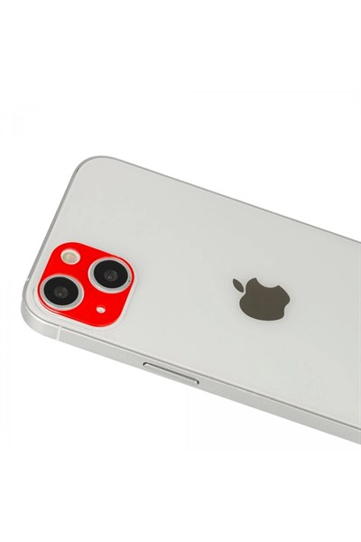 Mey İthalat®  iPhone 13 Rainbow Kamera Lens Koruma Cam - Kırmızı