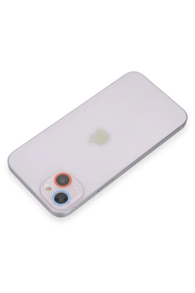 Mey İthalat®  iPhone 13 Renkli Kamera Lens Koruma Cam - Pembe-Mavi