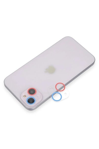Mey İthalat®  iPhone 13 Renkli Kamera Lens Koruma Cam - Pembe-Mavi