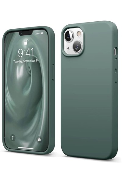 Mey İthalat®  iPhone 14 Kılıf First Silikon - Koyu Yeşil