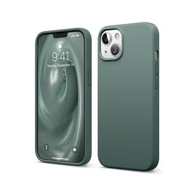 Mey İthalat®  iPhone 14 Kılıf First Silikon - Koyu Yeşil