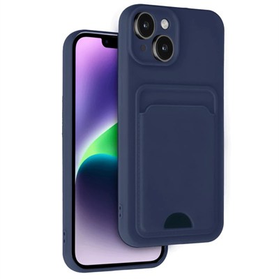 Mey İthalat®  iPhone 14 Kılıf Kelvin Kartvizitli Silikon - Lacivert
