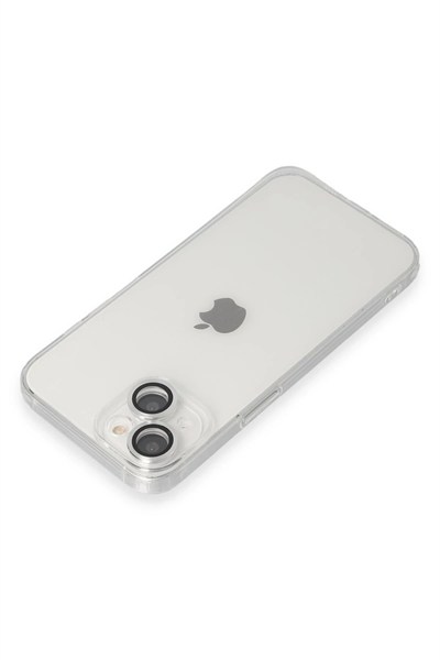 Mey İthalat®  iPhone 14 Kılıf Luko Lens Silikon - Gümüş