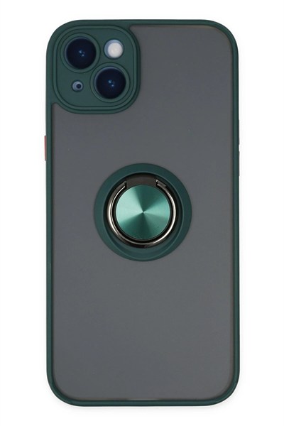 Mey İthalat®  iPhone 14 Kılıf Montreal Yüzüklü Silikon Kapak - Yeşil