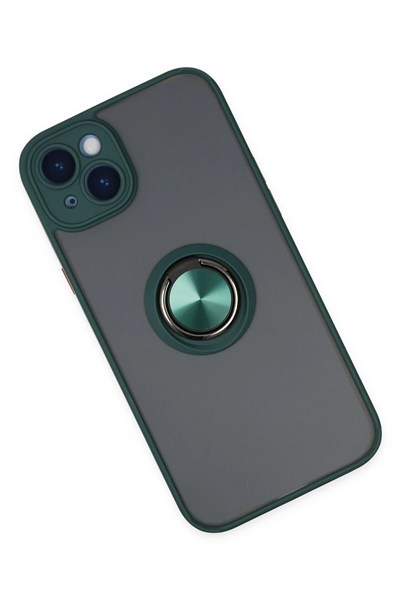 Mey İthalat®  iPhone 14 Kılıf Montreal Yüzüklü Silikon Kapak - Yeşil