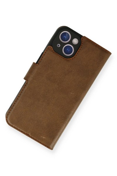 Mey İthalat®  iPhone 14 Kılıf Trend S Plus Kapaklı Kılıf - Taba