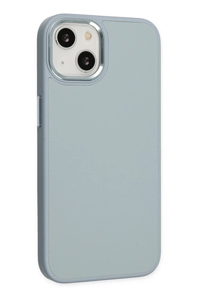 Mey İthalat®  iPhone 14 Plus Kılıf Asya Deri Silikon - Sierra Blue