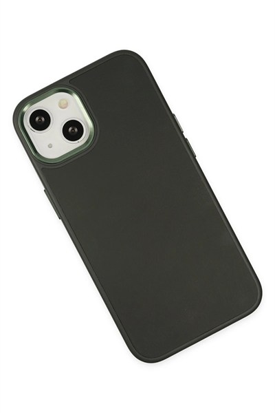 Mey İthalat®  iPhone 14 Plus Kılıf Asya Deri Silikon - Koyu Yeşil