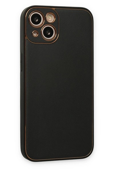 Mey İthalat®  iPhone 14 Plus Kılıf Coco Deri Silikon Kapak - Siyah