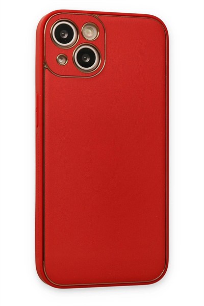 Mey İthalat®  iPhone 14 Plus Kılıf Coco Deri Silikon Kapak - Kırmızı