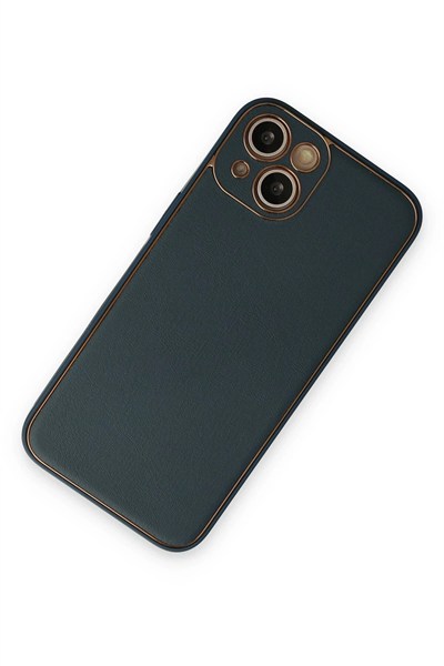 Mey İthalat®  iPhone 14 Plus Kılıf Coco Deri Silikon Kapak - Yeşil
