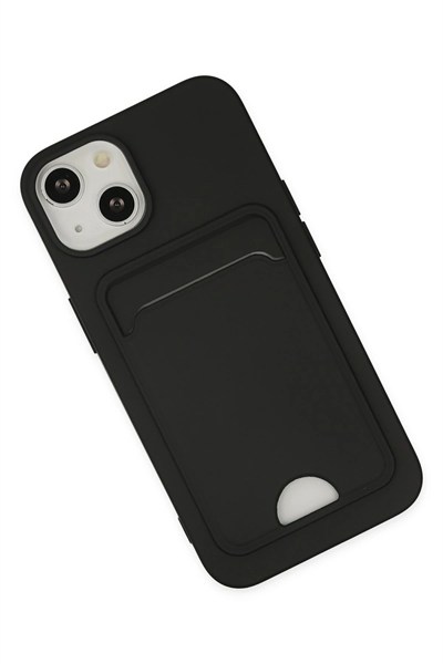 Mey İthalat®  iPhone 14 Plus Kılıf Kelvin Kartvizitli Silikon - Siyah