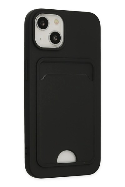 Mey İthalat®  iPhone 14 Plus Kılıf Kelvin Kartvizitli Silikon - Siyah