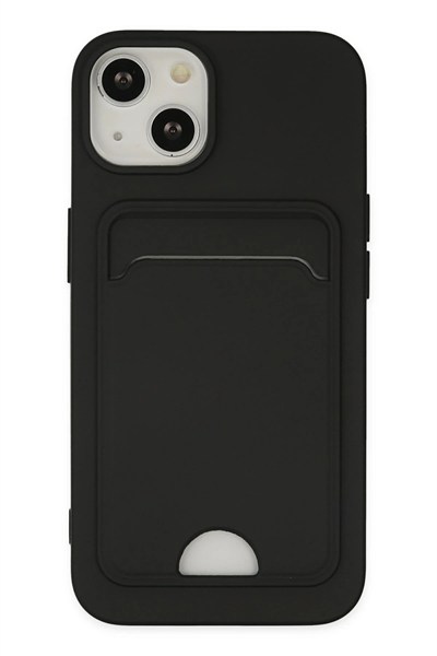 Mey İthalat®  iPhone 14 Plus Kılıf Kelvin Kartvizitli Silikon - Siyah