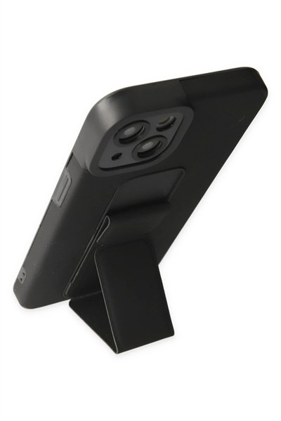 Mey İthalat®  iPhone 14 Plus Kılıf Mega Standlı Silikon - Siyah