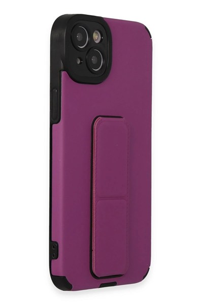 Mey İthalat®  iPhone 14 Plus Kılıf Mega Standlı Silikon - Mor