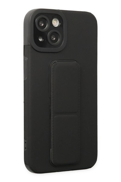 Mey İthalat®  iPhone 14 Plus Kılıf Mega Standlı Silikon - Siyah