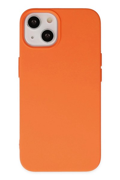 Mey İthalat®  iPhone 14 Plus Kılıf Nano içi Kadife Silikon - Turuncu