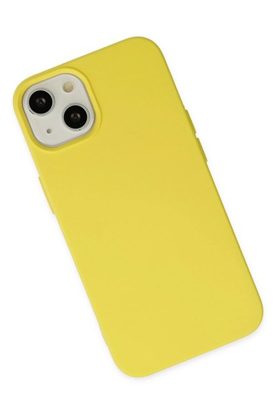 Mey İthalat®  iPhone 14 Plus Kılıf Nano içi Kadife Silikon - Sarı