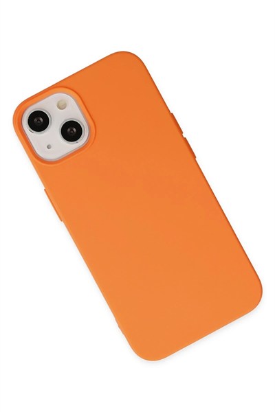 Mey İthalat®  iPhone 14 Plus Kılıf Nano içi Kadife Silikon - Turuncu