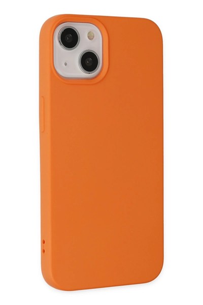 Mey İthalat®  iPhone 14 Plus Kılıf Nano içi Kadife Silikon - Turuncu