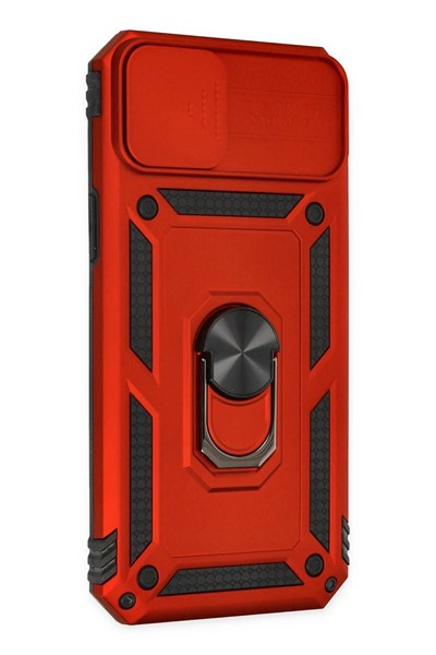 Mey İthalat®  iPhone 14 Plus Kılıf Pars Lens Yüzüklü Silikon - Kırmızı