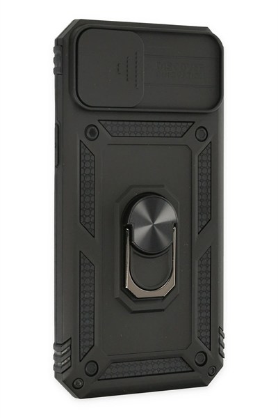 Mey İthalat®  iPhone 14 Plus Kılıf Pars Lens Yüzüklü Silikon - Siyah