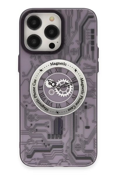 Mey İthalat®  iPhone 14 Pro Kılıf Apollo Magneticsafe Desenli Kapak - Apollo Mor - 5