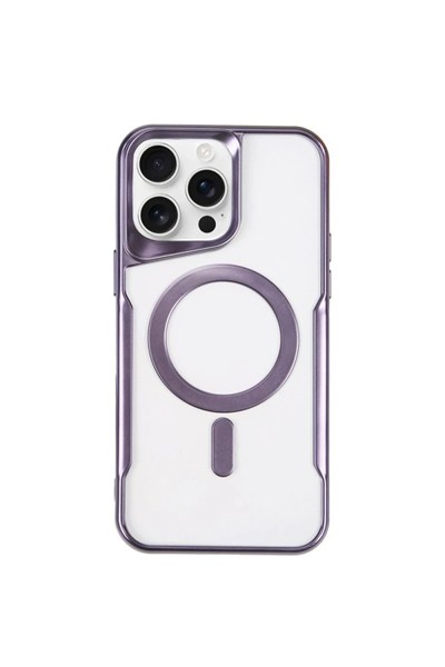 Mey İthalat®  iPhone 14 Pro Kılıf Boyi Magsafe Silikon Kapak - Derin Mor