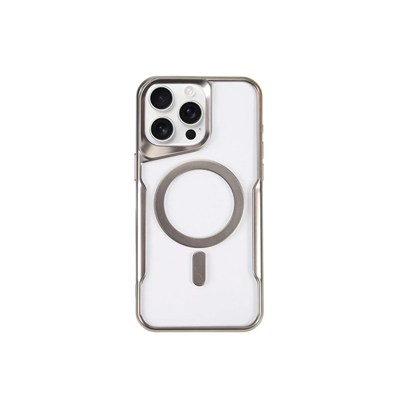 Mey İthalat®  iPhone 14 Pro Kılıf Boyi Magsafe Silikon Kapak - Gümüş