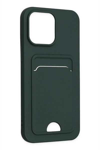 Mey İthalat®  iPhone 14 Pro Kılıf Kelvin Kartvizitli Silikon - Koyu Yeşil