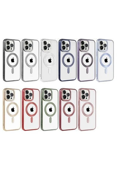 Mey İthalat®  iPhone 14 Pro Kılıf Kronos Magsafe Kapak - Derin Mor