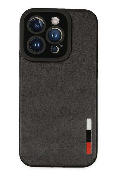 Mey İthalat®  iPhone 14 Pro Kılıf Loop Deri Silikon - Siyah