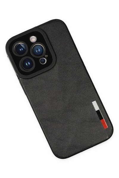 Mey İthalat®  iPhone 14 Pro Kılıf Loop Deri Silikon - Siyah