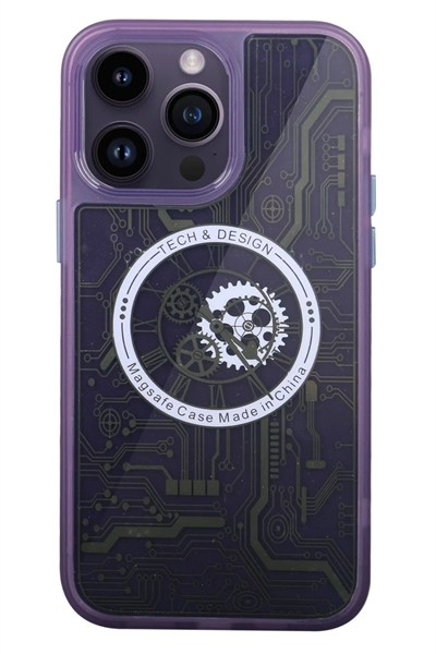 Mey İthalat®  iPhone 14 Pro Kılıf Magic Magneticsafe Silikon - Derin Mor