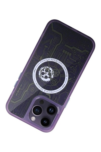 Mey İthalat®  iPhone 14 Pro Kılıf Magic Magneticsafe Silikon - Derin Mor