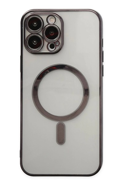 Mey İthalat®  iPhone 14 Pro Kılıf Magneticsafe Lazer Silikon - Siyah