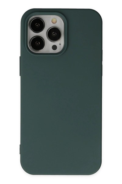 Mey İthalat®  iPhone 14 Pro Kılıf Nano içi Kadife Silikon - Koyu Yeşil