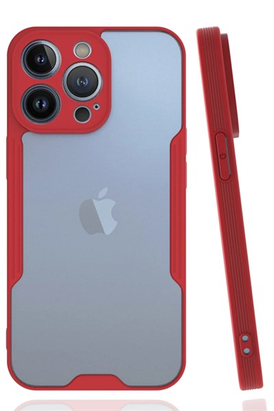 Mey İthalat®  iPhone 14 Pro Kılıf Platin Silikon - Kırmızı