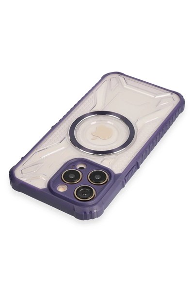 Mey İthalat®  iPhone 14 Pro Kılıf Prag Magneticsafe Kapak - Derin Mor