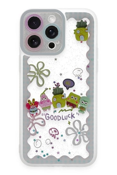 Mey İthalat®  iPhone 14 Pro Kılıf Sweet Desenli Silikon Kapak - Açık Mavi