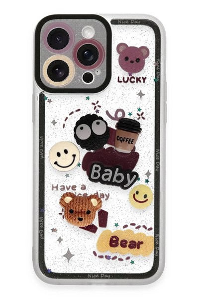 Mey İthalat®  iPhone 14 Pro Kılıf Sweet Desenli Silikon Kapak - Sarı